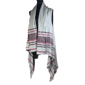 LOFT Open Front Striped Blanket Vest N0404